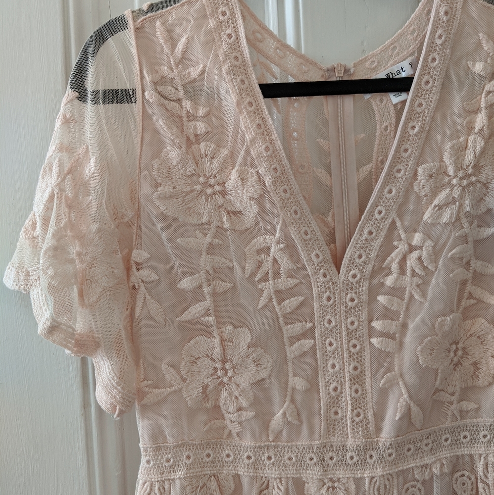 Blush lace romper